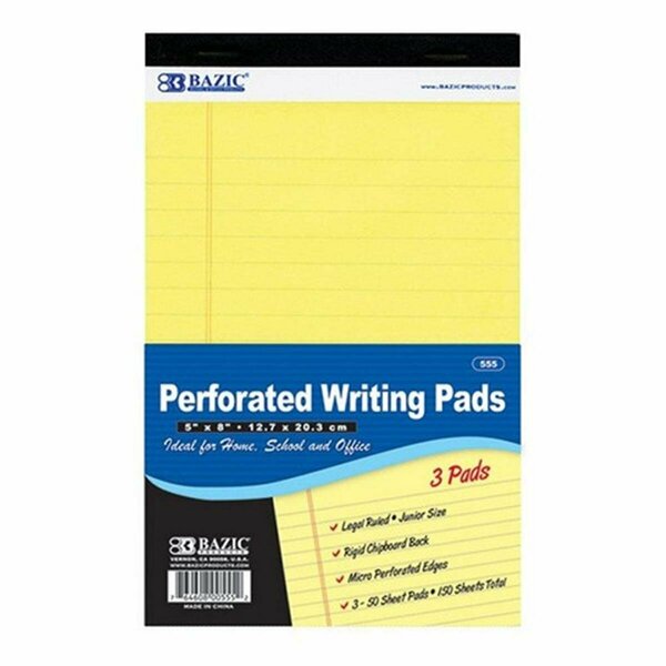 Bazic Products Bazic 50 Ct. 5-inch X 8-inch Canary Jr. Perforated Writing Pad, 72PK 555